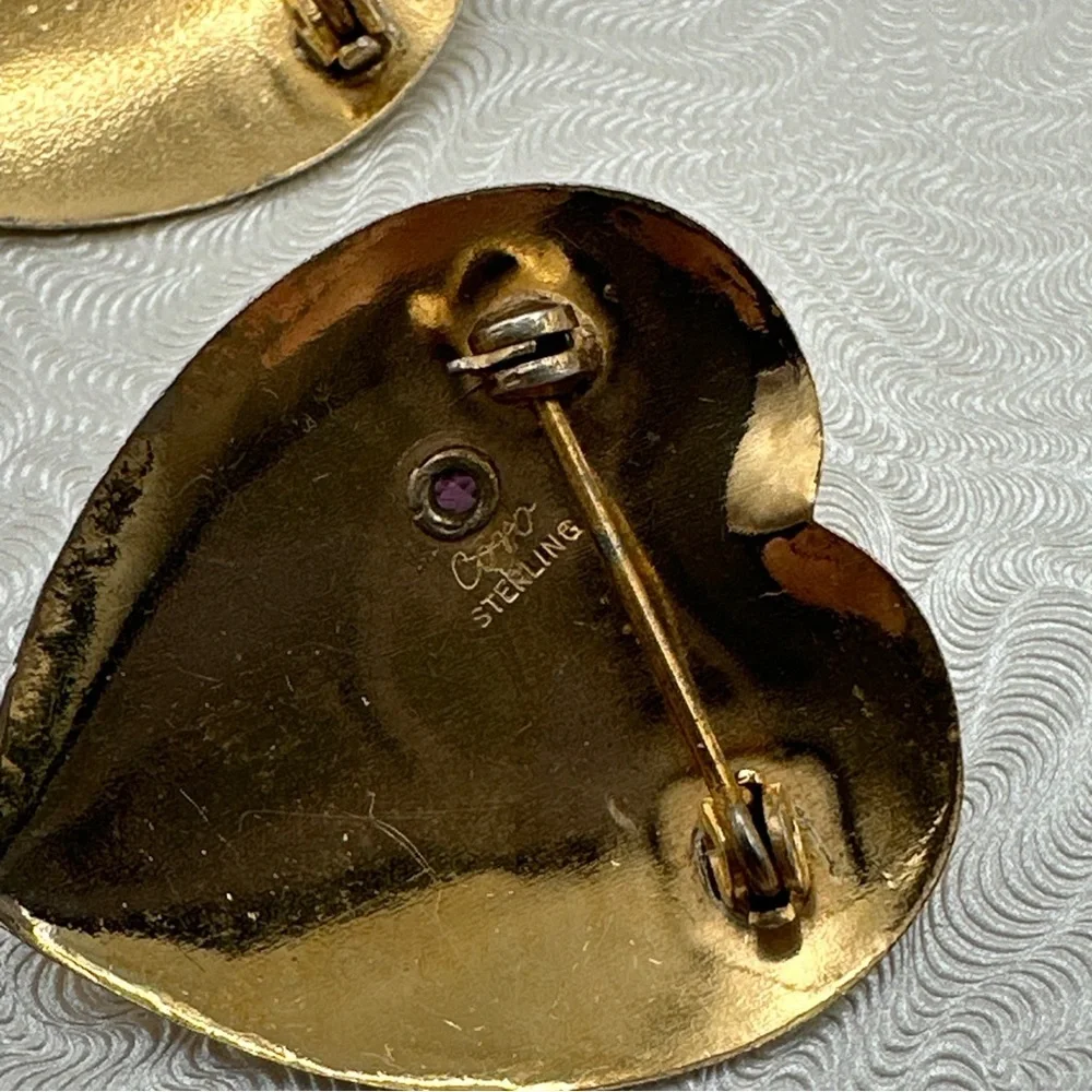 Rose Gold Plated Over Sterling Silver Coro Heart Brooches #365‎
